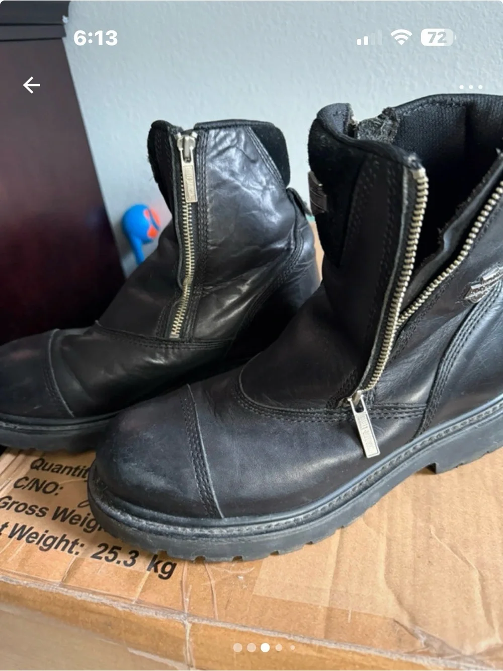 Harley-Davidson Black Leather Zip-Up Riding Boots